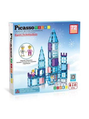 PicassoTiles 72 pc Ice Winter Theme Magnetic Tiles set