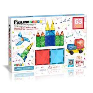 PicassoTiles Diamond Series Magnetic Tiles set 63pcs building set