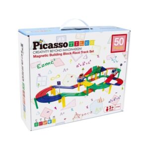 PicassoTiles 50pc Magnetic Race Track Building Blocks