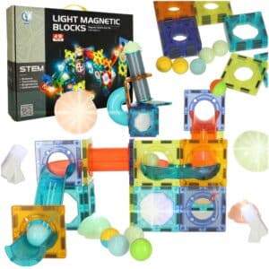 Magnetiske klodser marmor kuglebane glødende 49 elementer